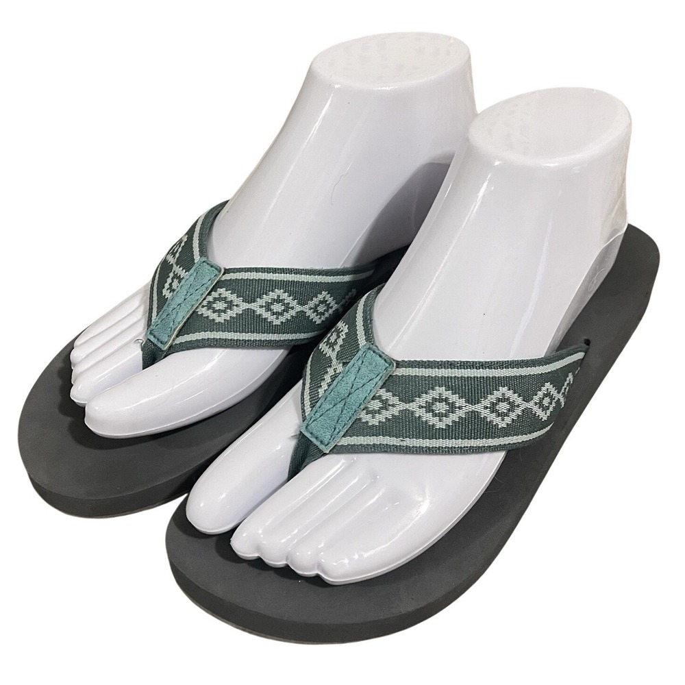 Natural Women 7 Flip Flop Skyla II Diamond Sandals Southwest Teal Grey Beach